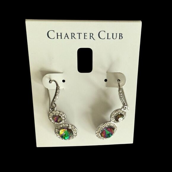 Charter Club Silver and Multicolor Double Drop Earrings - Picture 1 of 2